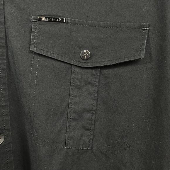 MARC ECKO MENS BLACK CASUAL BUTTON-DOWN SHIRT SIZE L CHEST 22" LENGTH 30" - Picture 4 of 12